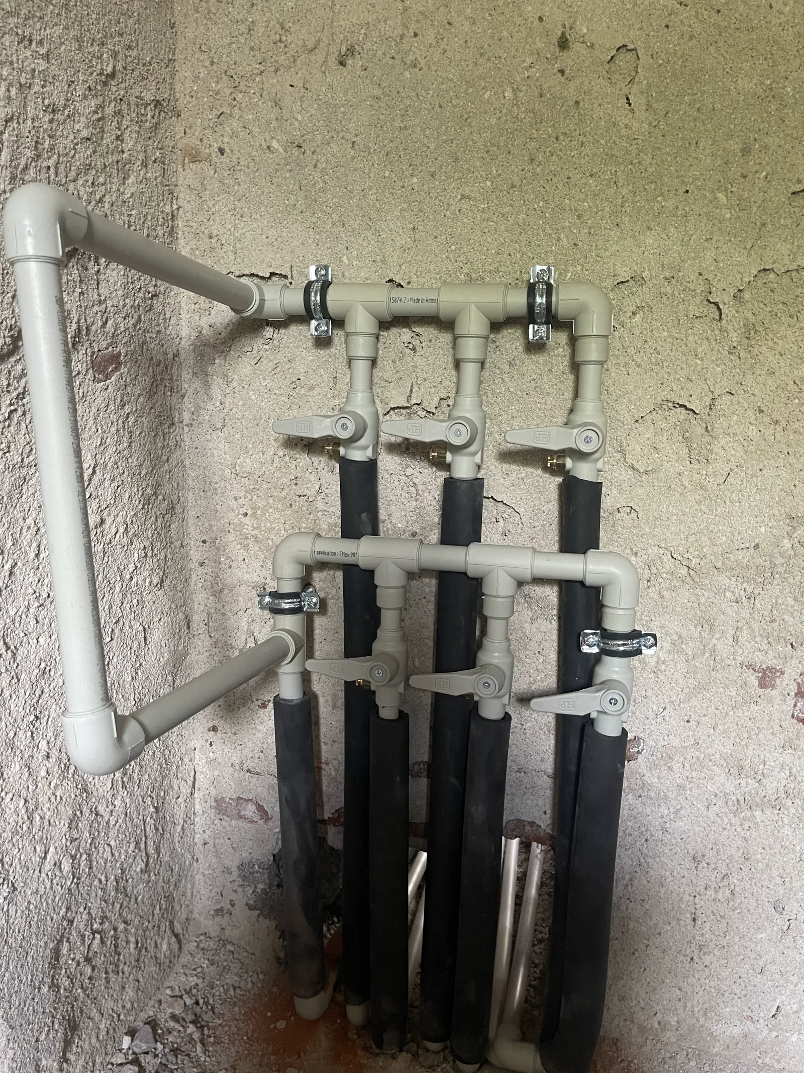 Carefully installed plumbing and heating pipework